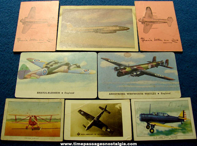 (8) Different Old Airplane Advertising Premium or Prize Trading Cards