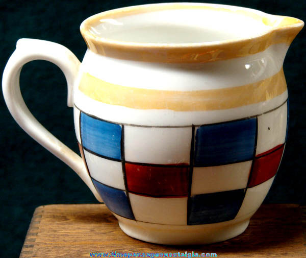 Small Old Checker Pattern Porcelain Creamer Pitcher