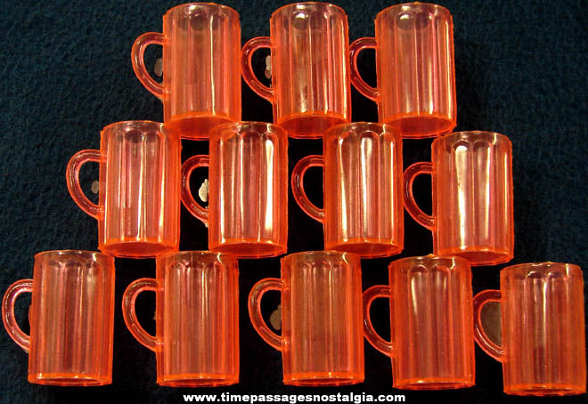 (12) Colorful Old Miniature Toy Plastic Beer Mugs