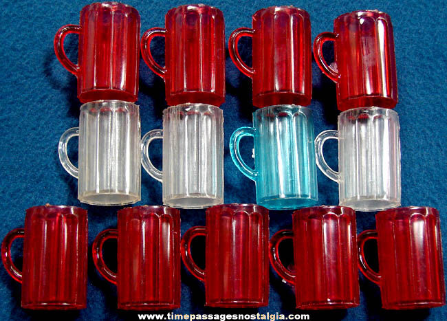 (13) Colorful Old Miniature Toy Plastic Beer Mugs