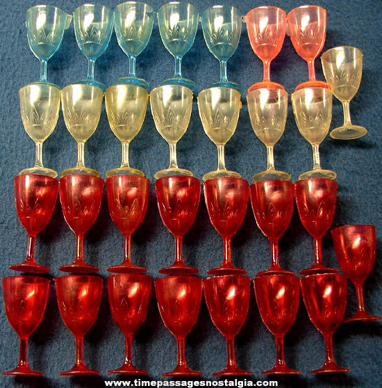 (30) Colorful Old Miniature Toy Plastic Wine Glasses
