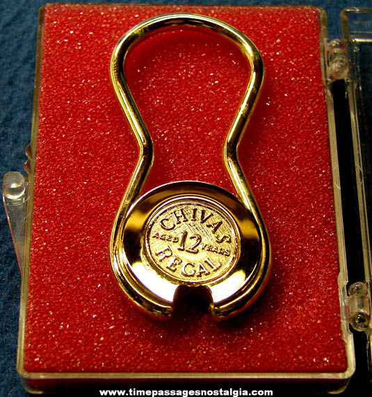 Unused Boxed Gold Plated Chivas Regal Whisky Advertising Premium Key Ring