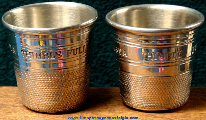 (2) Different Old Sheffield England Pewter Thimble Drink Shot Glasses