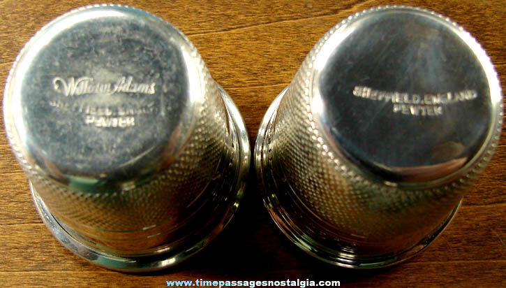 (2) Different Old Sheffield England Pewter Thimble Drink Shot Glasses