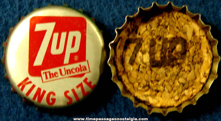 (43) Old Cork Lined King Size 7-Up Soda Advertising Metal Bottle Caps