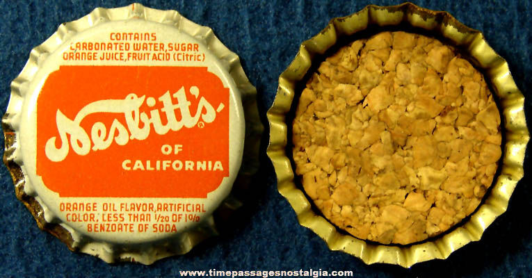 (43) Old Unused Cork Lined Nesbitts Orange Soda Metal Bottle Caps