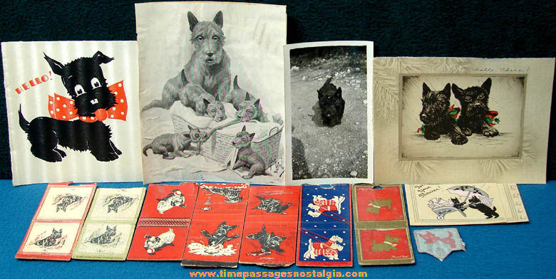 (13) Old Scottish Terrier or Scottie Dog Paper Items