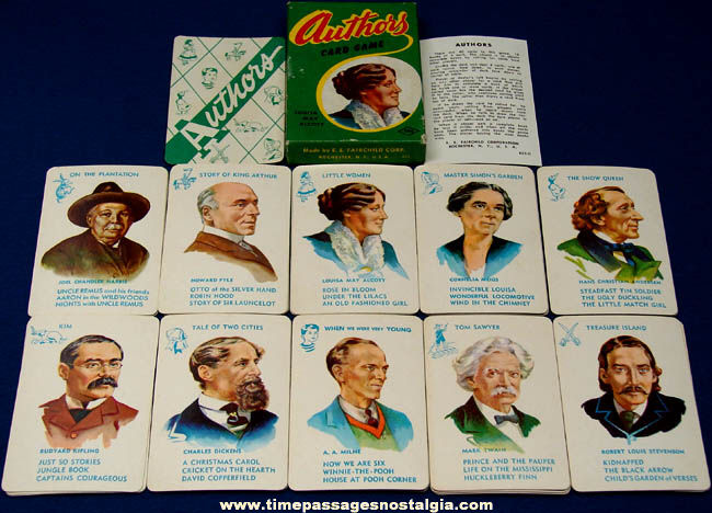 Colorful Old Boxed E. E. Fairchild Authors Card Game