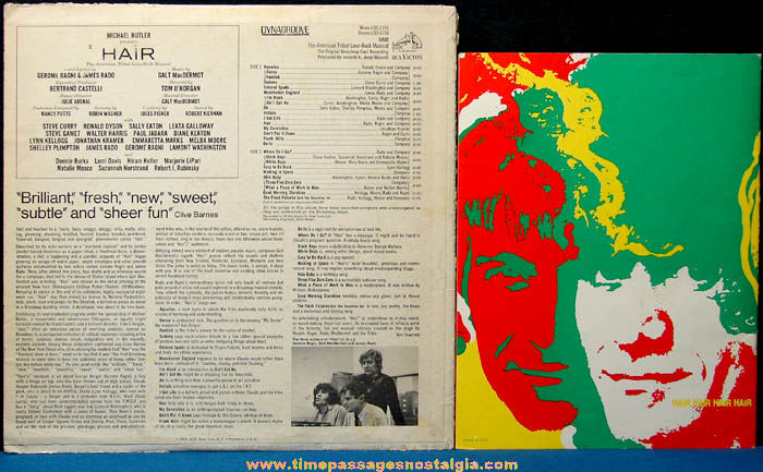 1960s HAIR - The American Tribal Love Rock Musical Theatre Souvenir Program & Record Album