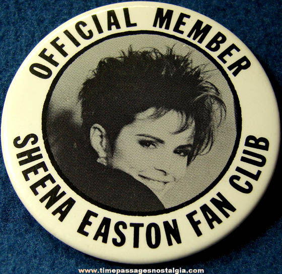 Large 1986 Sheena Easton Fan Club Advertising Official Member Pin Back Button