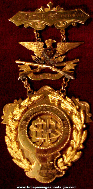 Elaborate 1889 Girls Competitive Drill Team First Prize Award Medal