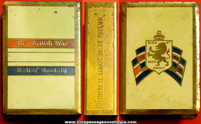 Old Metal British War Relief Society Match Box Cover