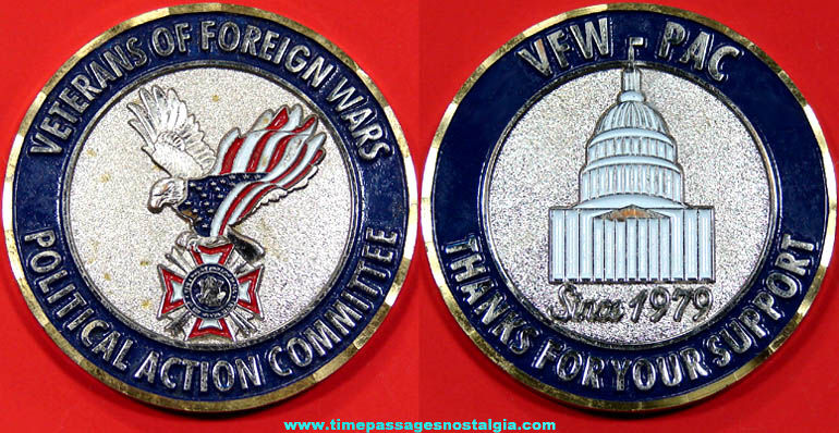Veterans of Foreign Wars Political Action Committee Painted Medal