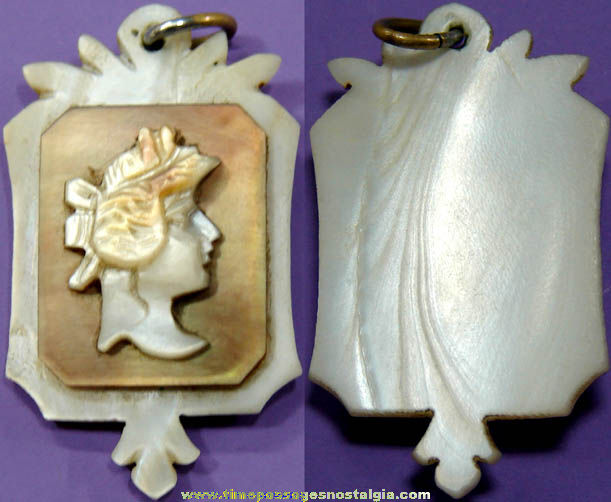 Old Carved Shell Cameo Jewelry Pendant Charm