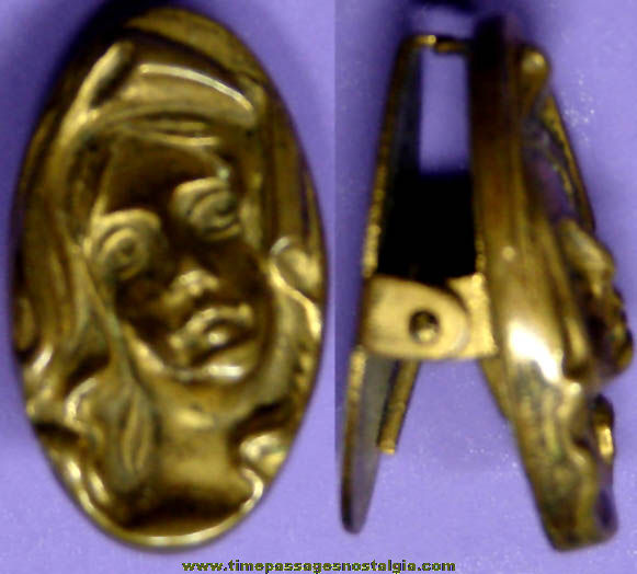 Old Haunting Pretty Young Lady Face Jewelry Clip