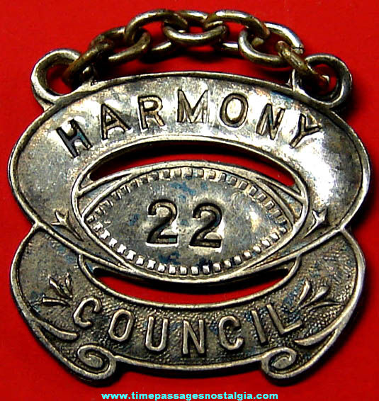 Old Harmony Council 22 Sterling Silver Medallion Charm
