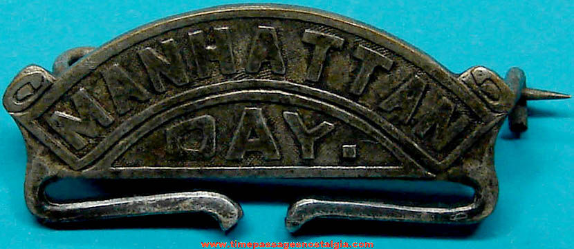 Old Metal Manhattan Day Ribbon or Badge Pin