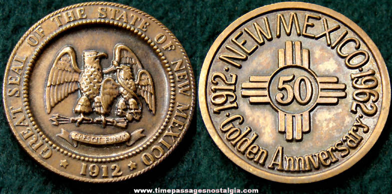 1962 New Mexico State Golden Anniversary Advertising Metal Token Coin