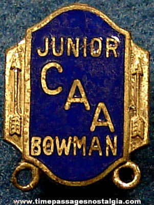 Old Enameled CAA Junior Bowman Archery Sports Award or Membership Pin