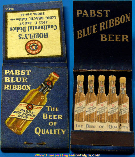 Old Restaurant & Pabst Blue Ribbon Beer Advertising Match Book with Diecut & Printed Matches