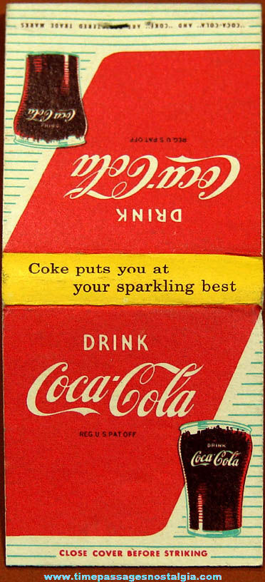 Old Unused Coca Cola Soda Advertising Match Book