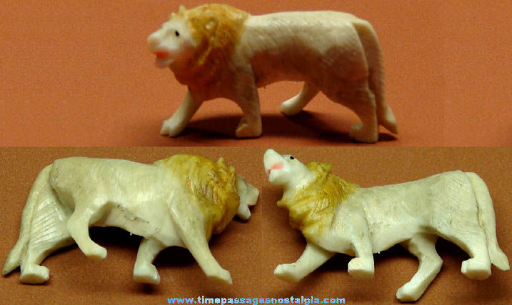 Old Carved Miniature Ivory or Bone Lion Animal Figurine