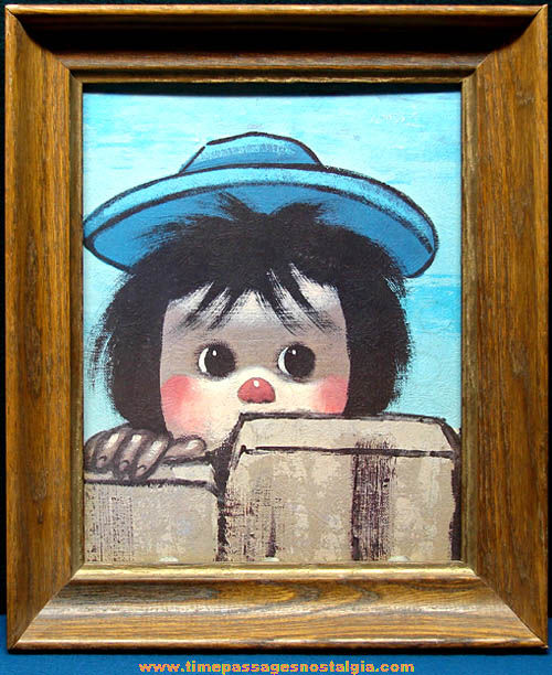 Old Framed Bollini Big Eyed Jed Child Art Print