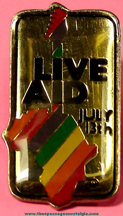 Colorful 1985 Live Aid Concert Souvenir Pin
