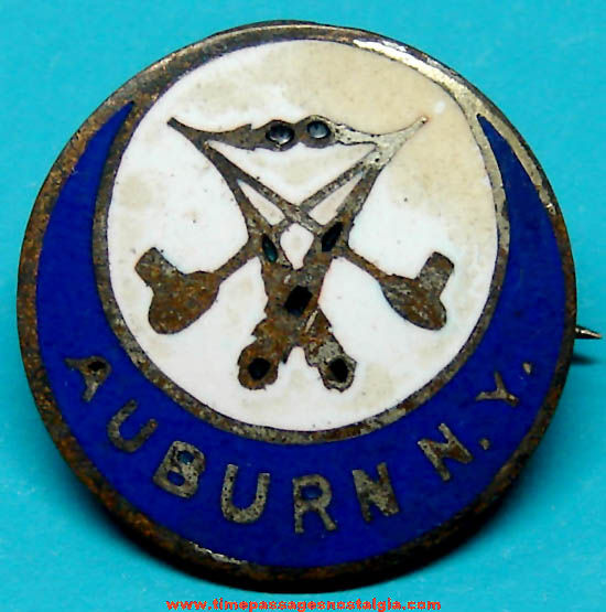 Old Enameled Auburn New York Advertising Jewelry Pin