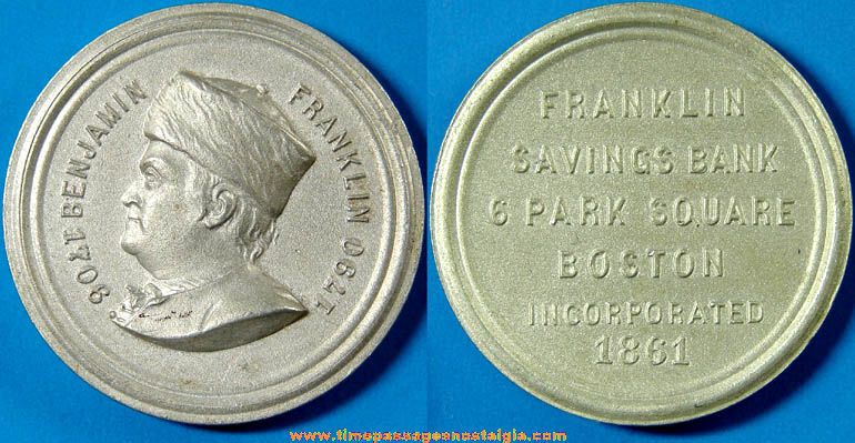 Old Boston Massachusetts Franklin Savings Bank Advertising Token Coin