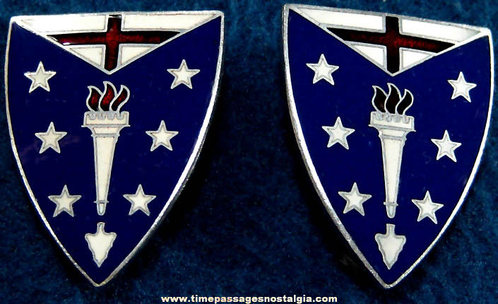(2) Old United States Army National Guard 104th Infantry Regiment Enameled Uniform Insignia Pins