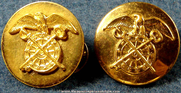 (2) Old United States Army Quartermaster Brass Uniform Insignia Pins