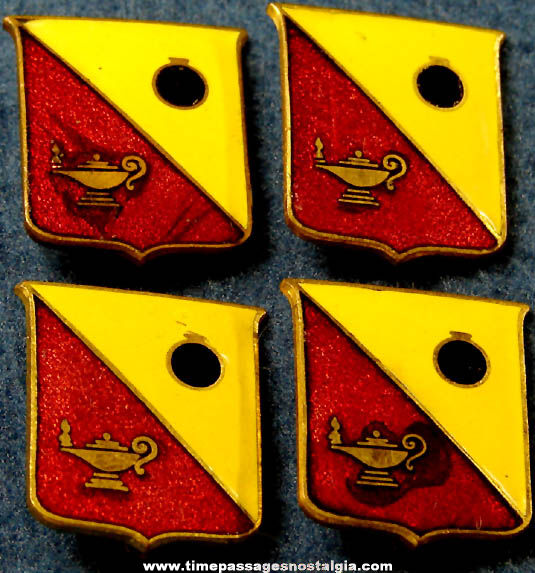 (4) Old United States Army Ordnance School Enameled Brass Uniform Insignia Pins