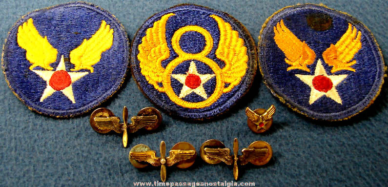 (7) Old United States Army Air Corps Insignia Pins & Cloth Patches