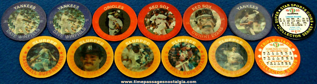 (13) 1985 & 1986 7-Eleven Advertising Premium Baseball Flicker Coins