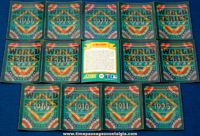 (14) Different 1991 Score World Series Trivia Baseball Flicker Cards