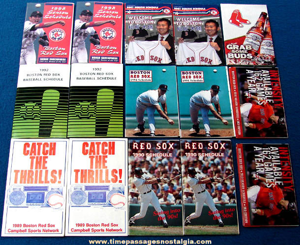 (15) 1989 - 2011 Boston Red Sox Baseball Team Advertising Game Schedules