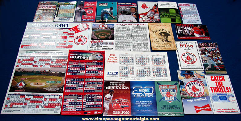 (20) 1970 - 2011 Boston Red Sox Baseball Team Advertising Game Schedules