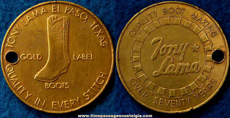 Old Brass Tony Lama Boots Advertising Premium Token Coin