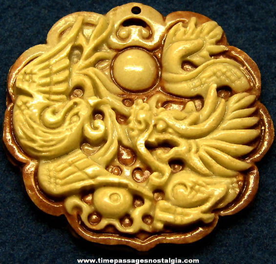 Asian Dragon & Bird Amulet or Pendant Charm