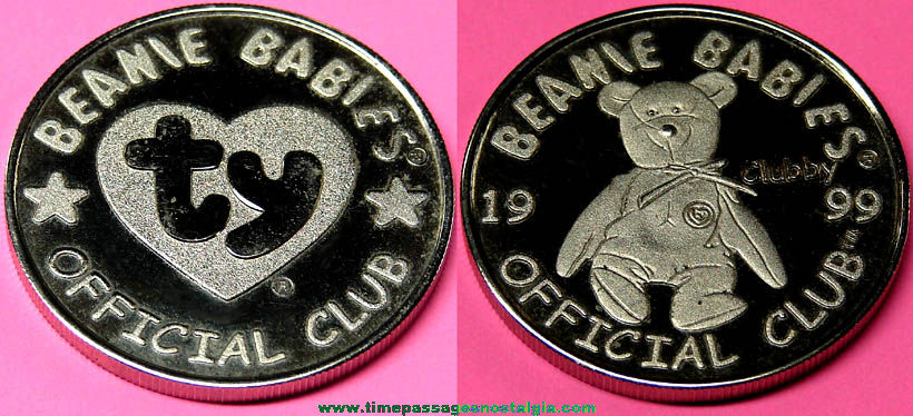 1999 Ty Beanie Babies Official Club Clubby Bear Advertising Character Token Coin