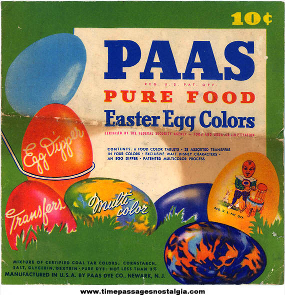 Unused ©1940 PAAS Easter Egg Coloring Kit with Walt Disney Cartoon & Comic Characters