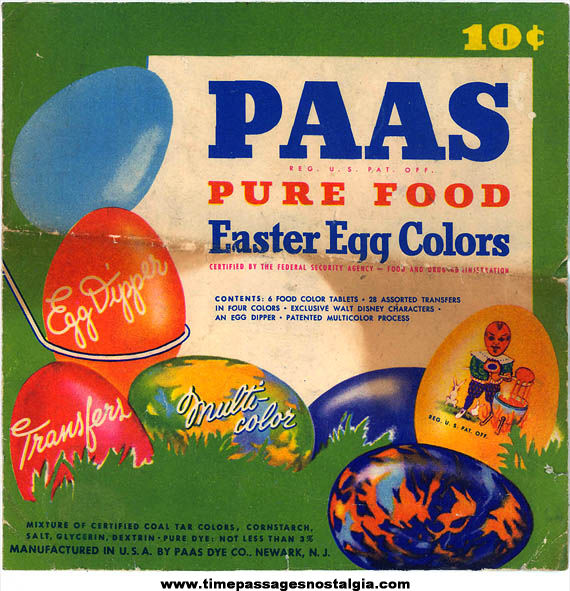 Unused 1940 PAAS Easter Egg Coloring Kit with Walt Disney Cartoon & Comic Characters