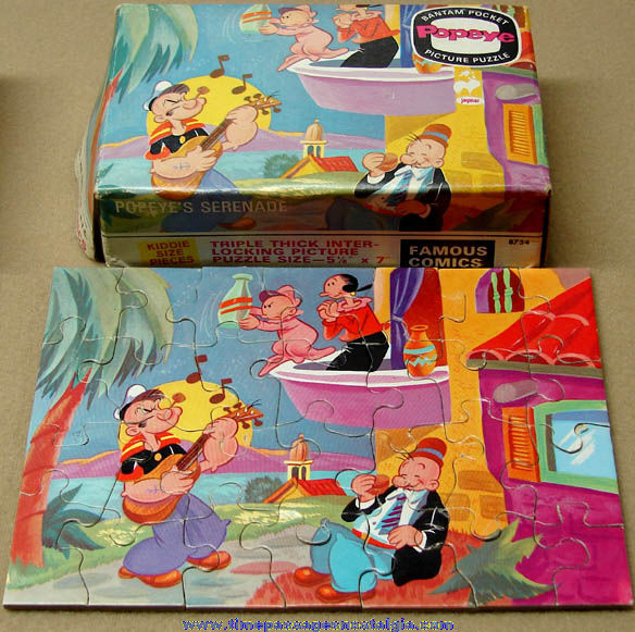 Colorful Old Boxed Jaymar Bantam Popeye Cartoon Character Jigsaw Puzzle