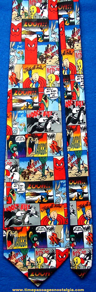 Colorful 1996 Warner Bros. Looney Tunes Mania Cartoon Characters Neck Tie