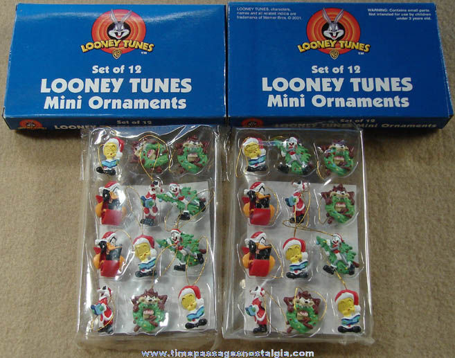 (24) Boxed & Unused Warner Bros. Looney Tunes Cartoon Character Miniature Christmas Ornaments