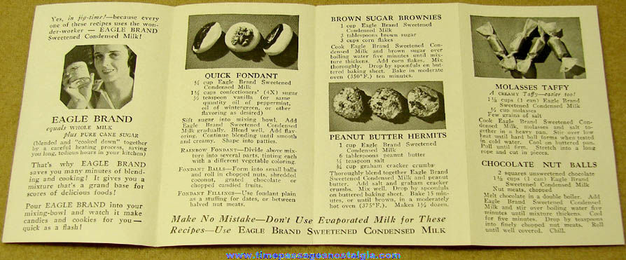 Old Borden Eagle Brand Condensed Milk Advertising Cookies & Candies Recipe Brochure