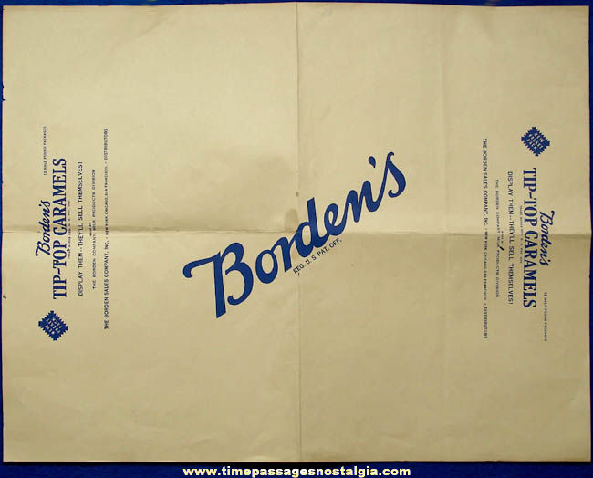 Old Borden’s Tip Top Caramels Candy Advertising label or Wrapper