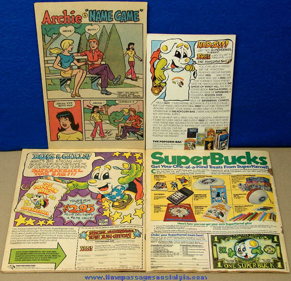(4) Different ©1978 - ©1980 Superkernel Pop Corn Character Comic Book Items