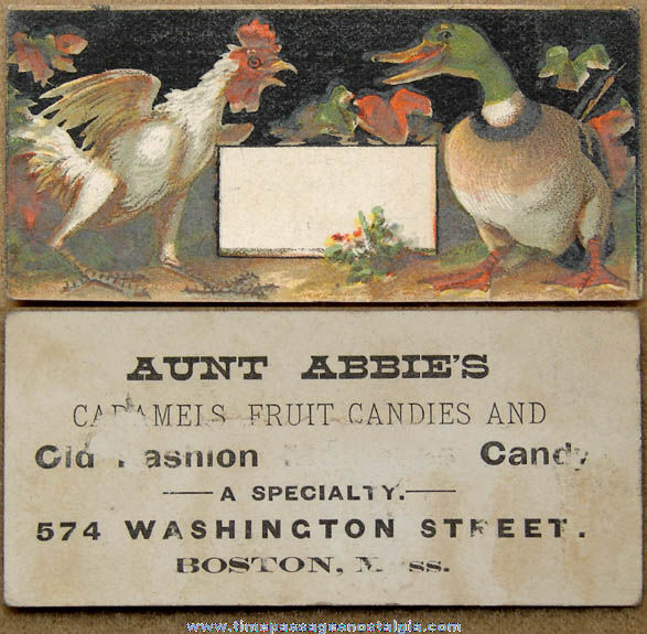 Small Old Aunt Abbie’s Boston Candy Store Advertising Trade Card